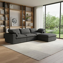 Load image into Gallery viewer, 120" 2 Piece Living Room Set Blend Modular Sofa With Ottoman Storage - Black

