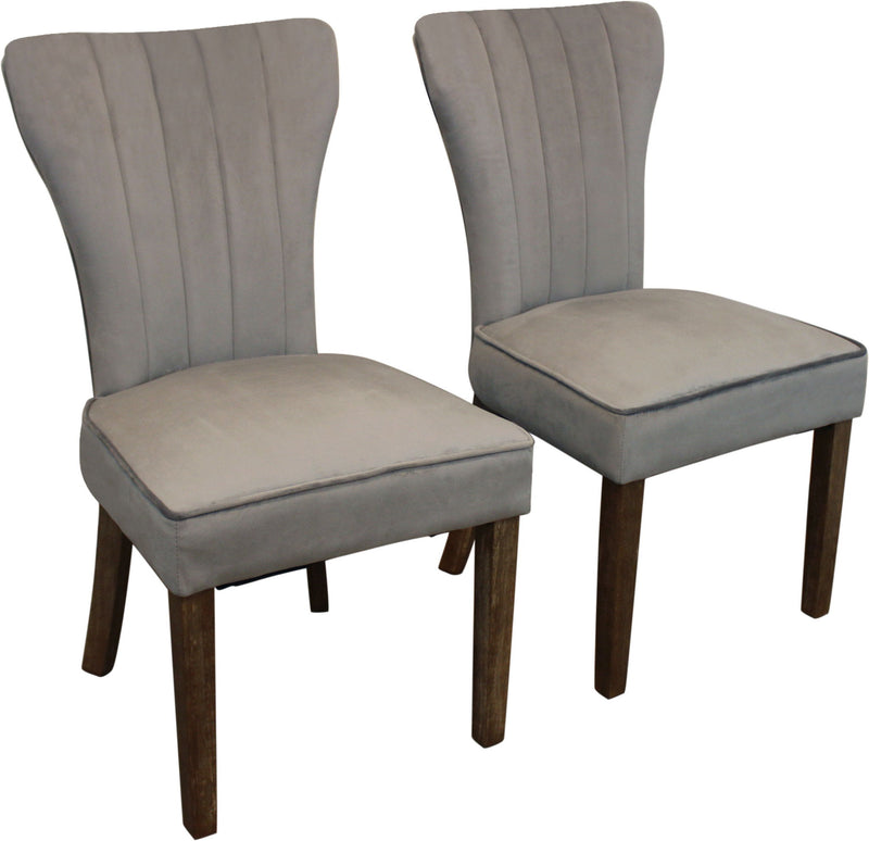 Upholstered Velvet Dining Parsons Chairs (Set of 2) - Gray