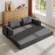 Load image into Gallery viewer, Convertible Sleeper Sofa Bed With Cylindrical Pillow, Fixed Shape Frame
