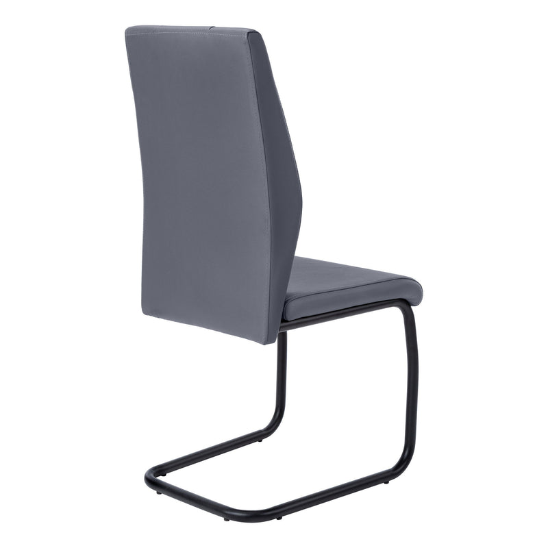 Upholstered Faux Leather Dining Side Chairs (Set of 2) - Gray / Black