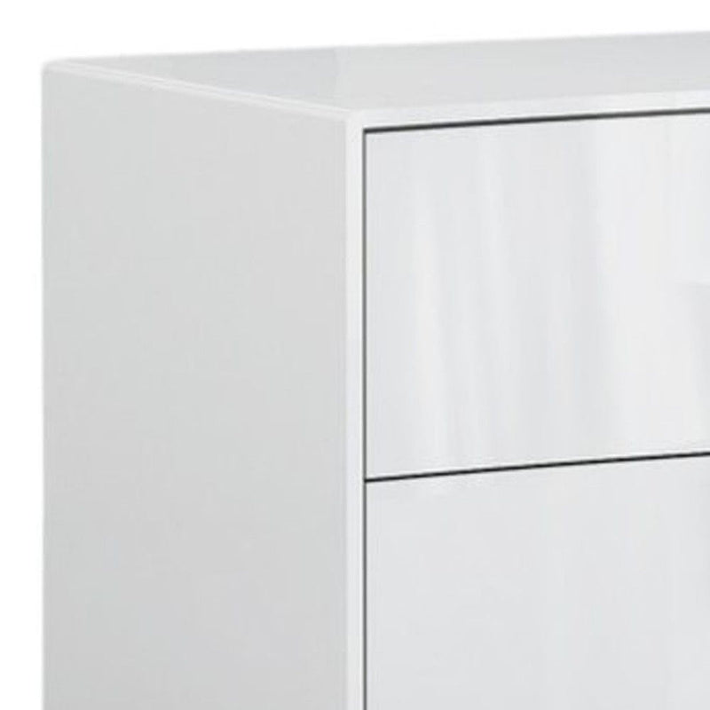 Two Drawers Manufactured Wood Nightstand - White