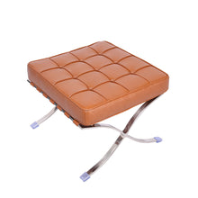 Load image into Gallery viewer, Leather Tufted Ottoman - Amber / Silver
