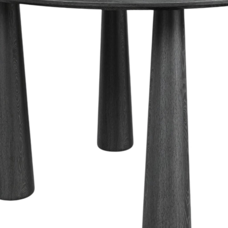 Wood Three Leg Base Round Top Dining Table - Black