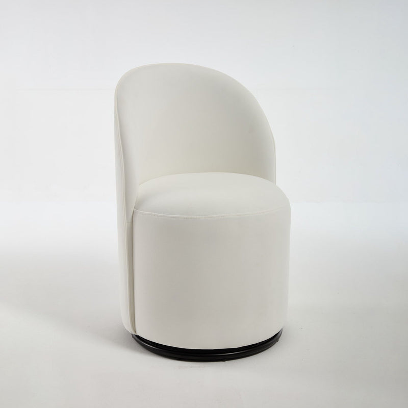 Velvet Curved Back Swivel Dining Arm Chair - Cream / Black