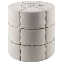 Load image into Gallery viewer, Linen Round Footstool Ottoman - Cream

