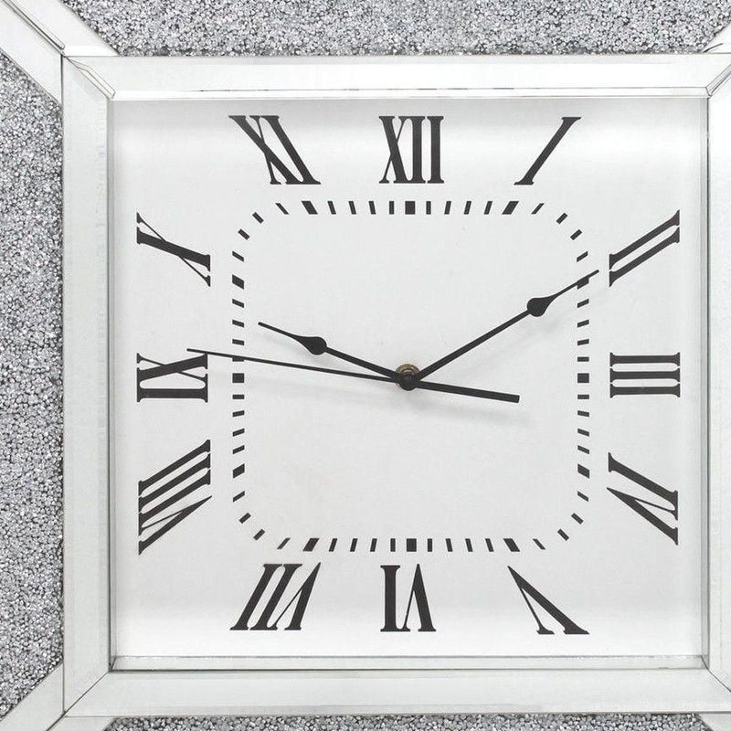 Silent Analog Square Wall Clock - Silver