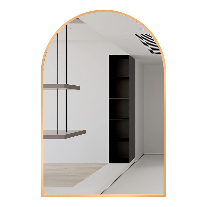 Aluminum Arch Framed Bathroom Vanity Mirror (756088) - Gold
