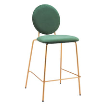 Load image into Gallery viewer, 26" Velvet And Steel Counter Height Bar Chairs (Set of 2) - Green / Gold
