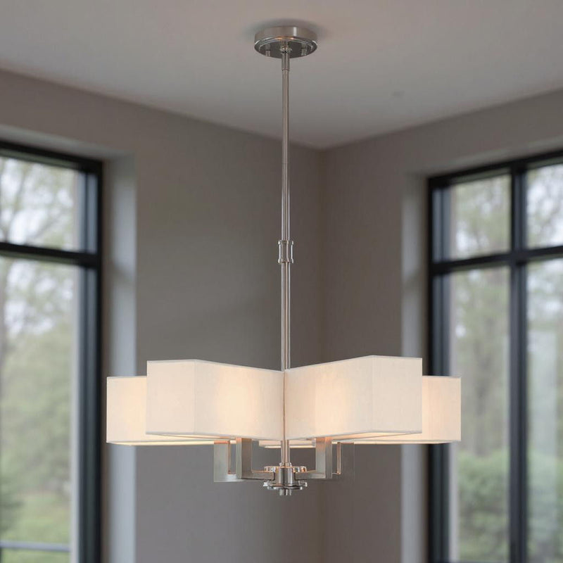 21" Five-Light Dimmable Chandelier With Shades - Nickel