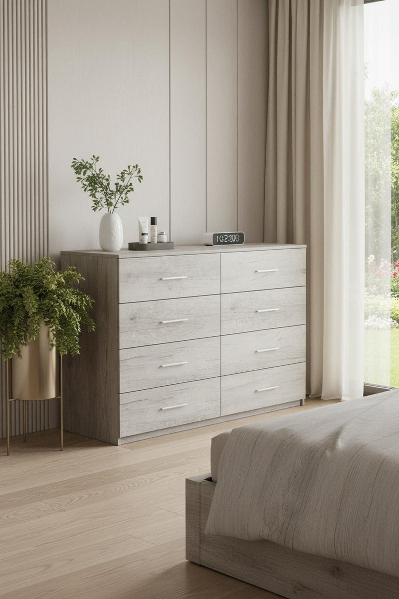 Wood Six Drawer Dresser - Gray