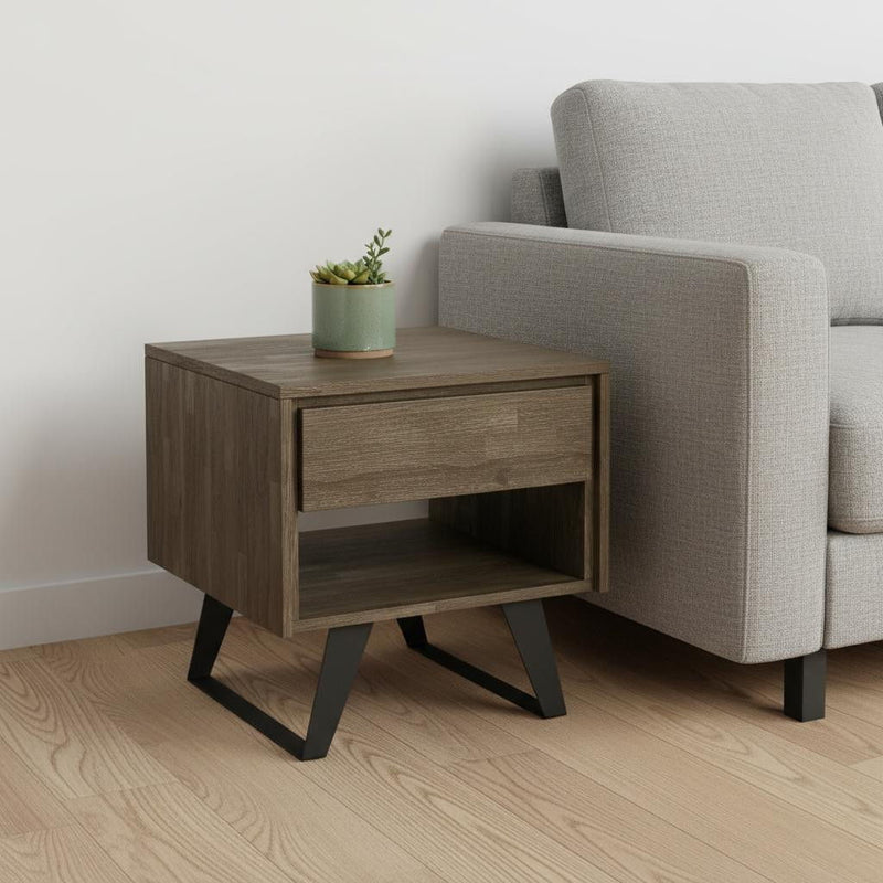 Metal Square End Table - Gray