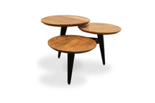 Load image into Gallery viewer, Solid Wood Round Distressed Coffee Table - Black And Natural Brown
