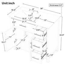 Load image into Gallery viewer, 36" Bathroom Vanity With Sink, 2 Doors, 3 Drawers, Rectangular - White
