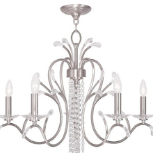 Load image into Gallery viewer, 22" Five Light Metal Dimmable Chandelier With Shades - Nickel / Clear
