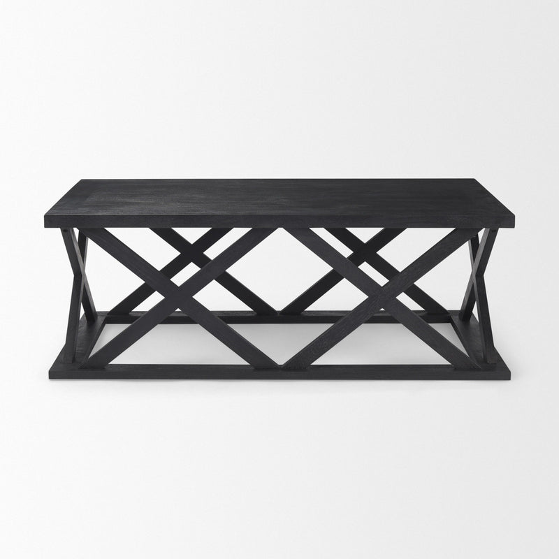 48" Solid Wood Geo Frame Coffee Table - Black