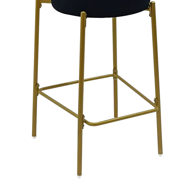 Velvet Metal Low Back Bar Height Bar Chairs (Set of 2) - Black / Gold