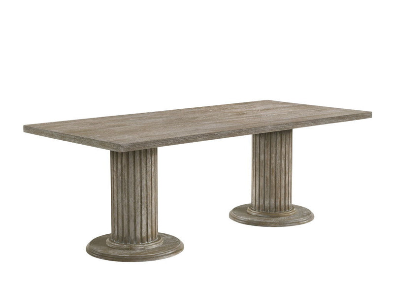 Wood Double Pedestal Base Dining Table - Gray