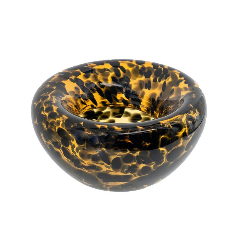 Cheetah Animal Print Round Table Vase - Amber / Black