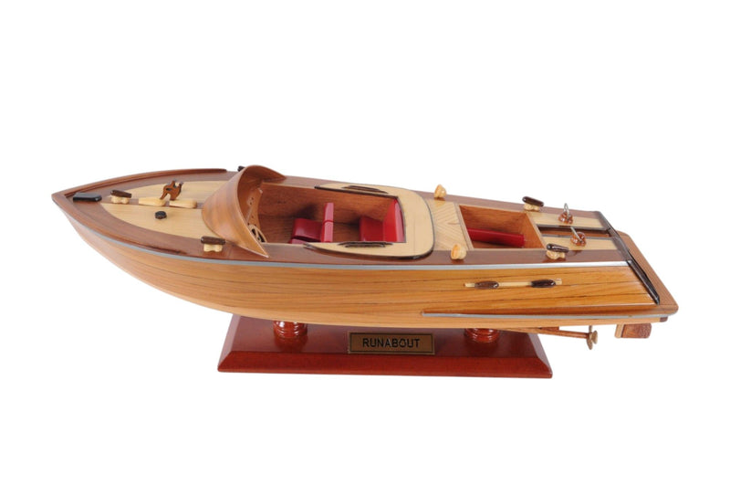 Hand Painted Runabout Canoe Model Boat - Brown