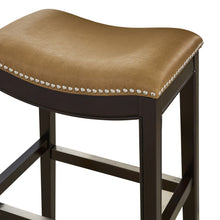 Load image into Gallery viewer, Solid Wood Backless Bar Height Bar Chair - Tan / Espresso

