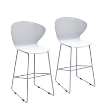 Load image into Gallery viewer, Heavy Duty Plastic And Metal Low Back Counter Height Bar Chairs (Set of 2) - White And Silver

