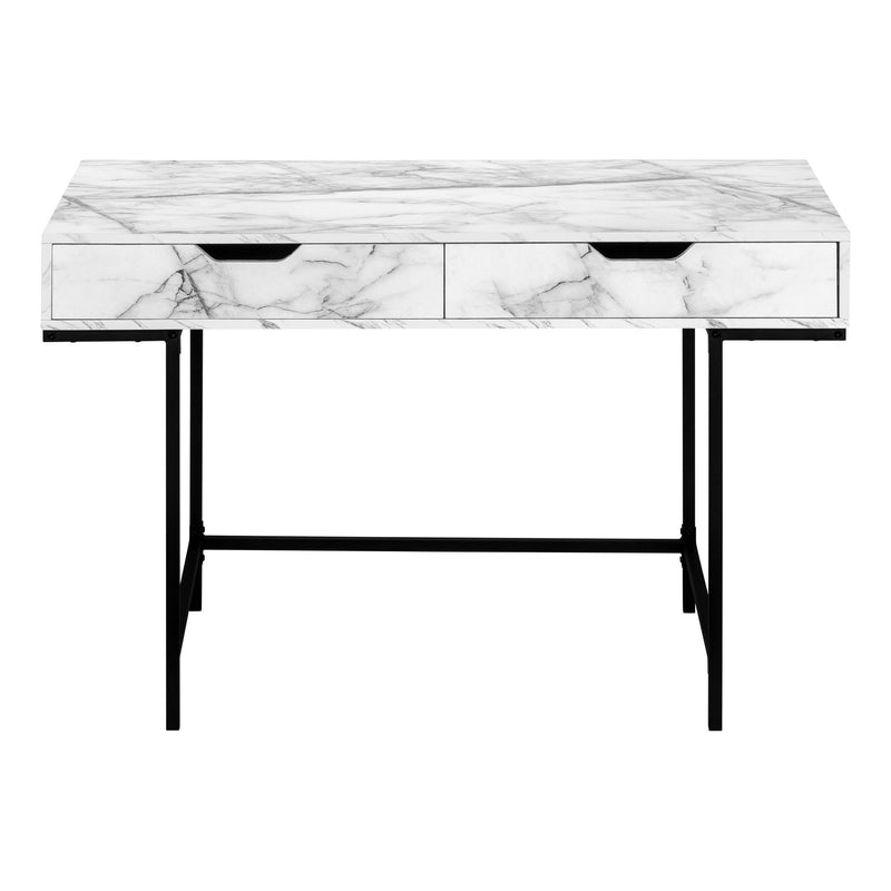 47" Wood And Metal H-Shape Computer Desk With Two Drawers - White And Black