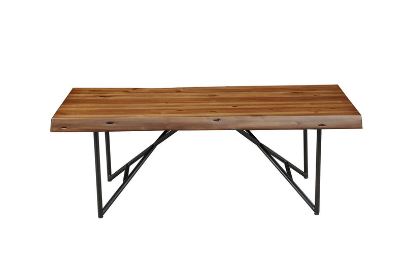 50" Solid Wood And Metal Coffee Table - Brown And Black