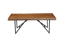 Load image into Gallery viewer, 50" Solid Wood And Metal Coffee Table - Brown And Black
