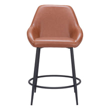 Load image into Gallery viewer, 25" Faux Leather And Steel Counter Height Bar Chairs (Set of 2) - Brown And Black
