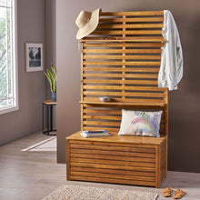 Load image into Gallery viewer, Storage Bench With Rack - Teak
