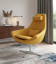 Load image into Gallery viewer, Modern Faux Leather And Steel Swivel Chair - Yellow
