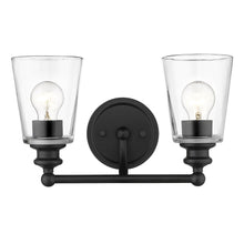 Load image into Gallery viewer, Two Light Glass Shade Wall Sconce - Matte Black

