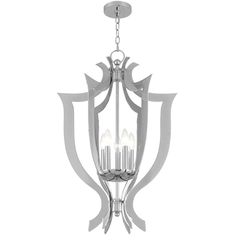 32" Five Light Dimmable Chandelier With Shades - Silver