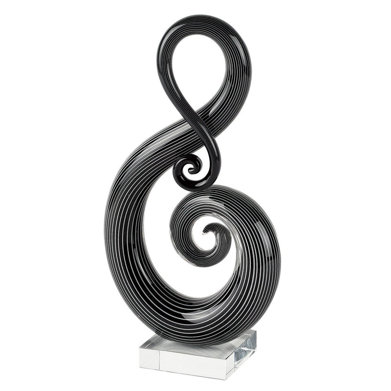 Murano Modern Abstract Tabletop Sculpture - Black / White