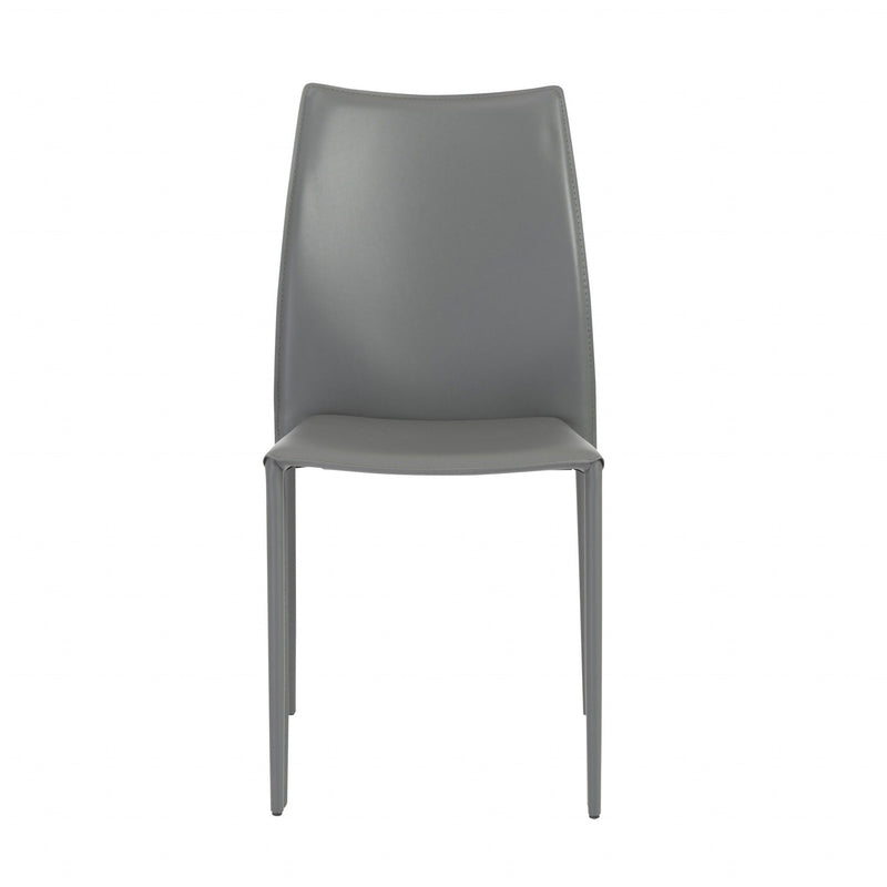 Upholstered Leather Dining Room Side Chairs (Set of 2) - Gray