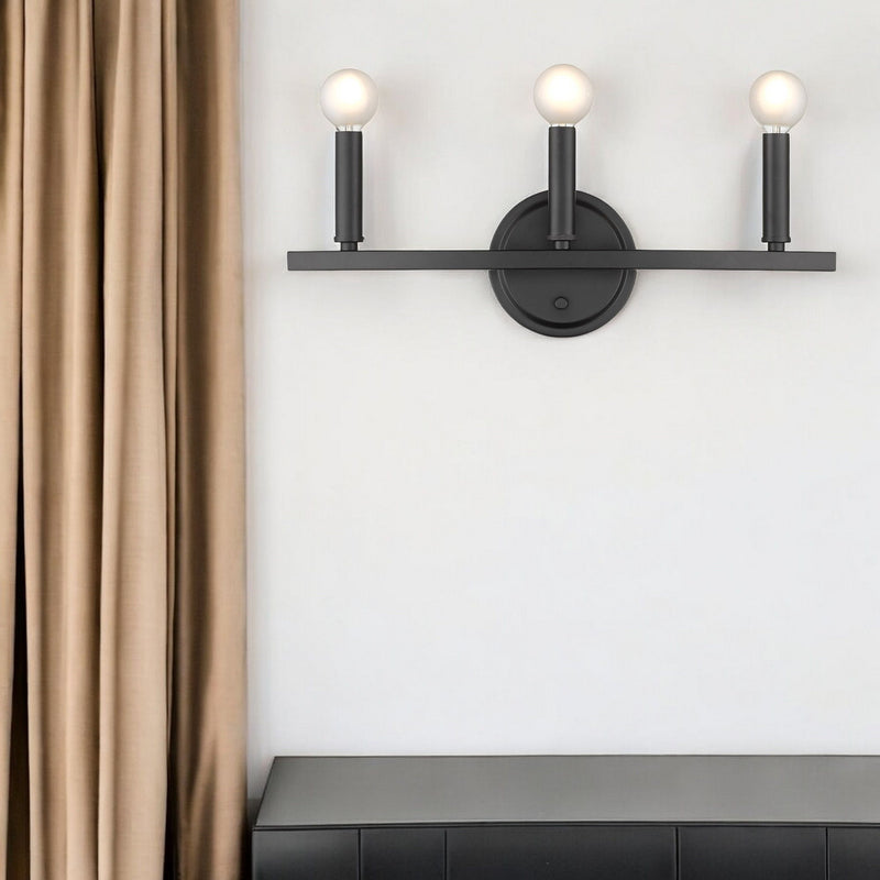 Three Light Wall Sconce - Matte Black