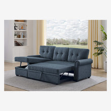 Load image into Gallery viewer, Blend Upholstered Sleeper Sofa With Reversible Chaise And Tufted Back - Dark Blue

