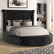 Load image into Gallery viewer, Glam Button Tufted Wingback Round Bed With Storage And USB Ports
