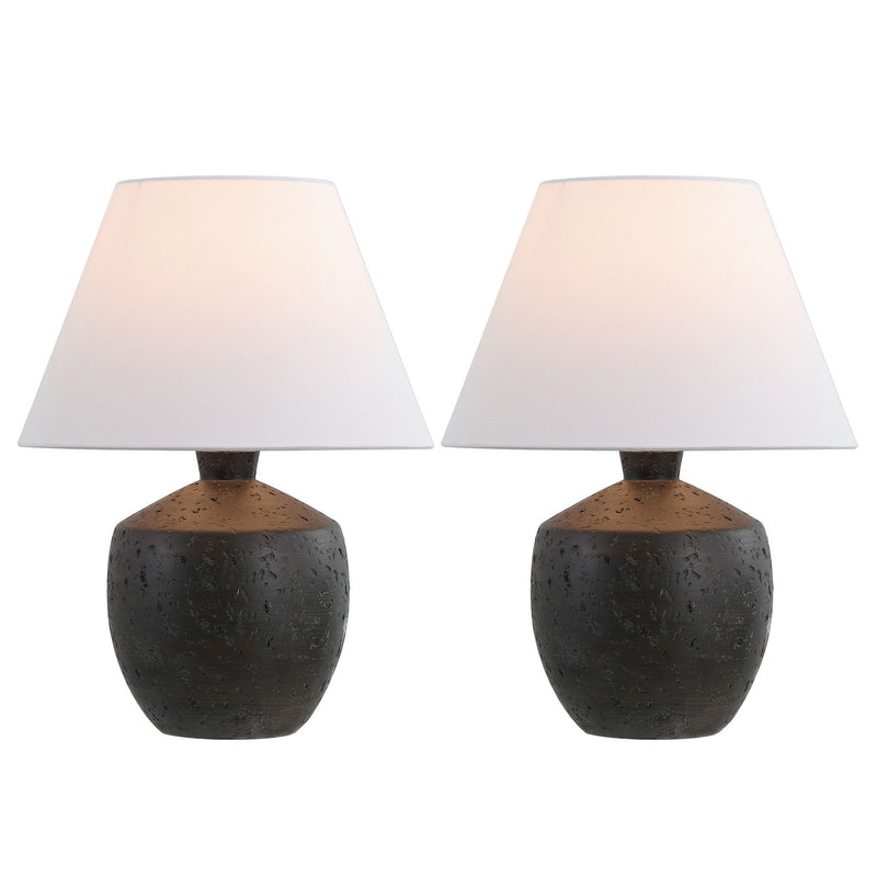 Urn Table Lamps With Empire Shades (Set of 2) - Black