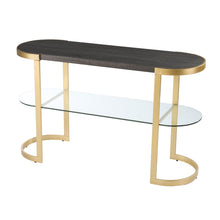Load image into Gallery viewer, Solid Wood Oval Sled Console Table With Storage - Gray / Gold
