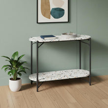 Load image into Gallery viewer, Faux Terrazzo Oval Console Table With Shelf - White / Black
