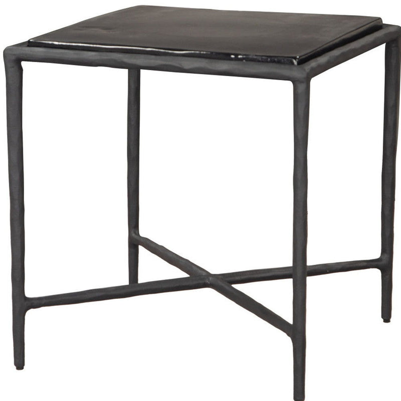 22" Aluminum Pedestal End Table - Black