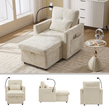 Load image into Gallery viewer, Multifunctional Chenille Recliner Sofa With Storage And Phone Bracket
