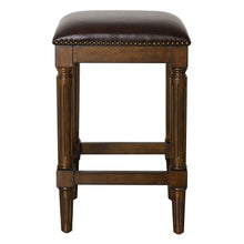 Load image into Gallery viewer, Solid Wood Backless Counter Height Bar Chair - Brown And Dark Brown

