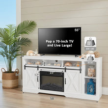 Load image into Gallery viewer, Farmhouse TV Stand With Sliding Barn Doors &amp; Adjustable Storage
