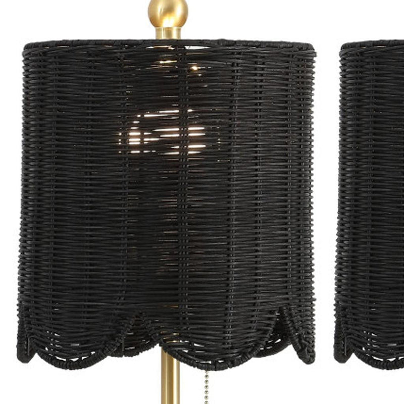 28" Table Lamps With Drum Shades (Set of 2) - Black