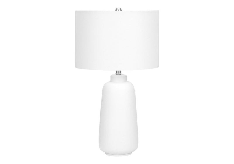 Ceramic Cylinder Table Lamp With Drum Shade - Cream