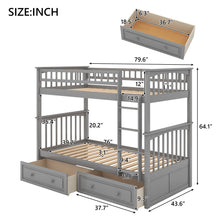 Load image into Gallery viewer, Twin Over Twin Bunk Bed With Drawers, Convertible Beds
