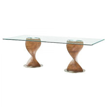Load image into Gallery viewer, Double Pedestal Base Dining Table - Clear / Brown
