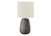Load image into Gallery viewer, Ceramic Round Table Lamp With Ivory Drum Shade - Gray
